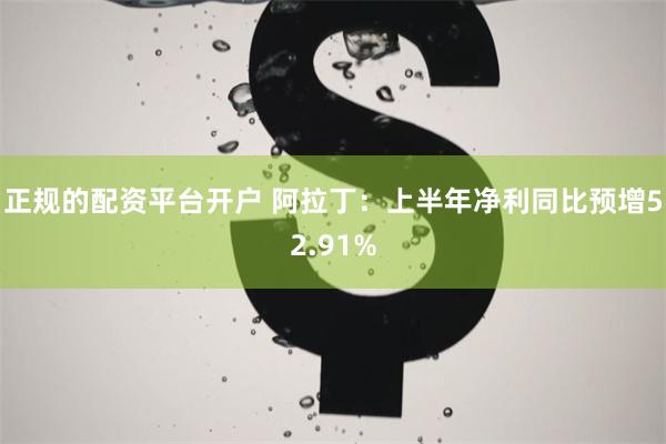 正规的配资平台开户 阿拉丁：上半年净利同比预增52.91%