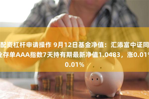配资杠杆申请操作 9月12日基金净值：汇添富中证同业存单AAA指数7天持有期最新净值1.0483，涨0.01%